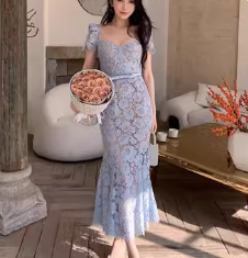 16397-Đầm ren xanh đuôi cá dáng dài ( ren , lót)_thumbnail_0