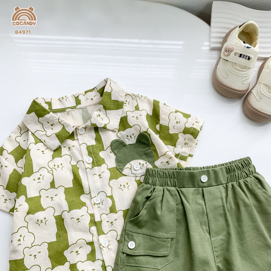 Bộ cộc XANH RÊU họa tiết gấu phối túi gấu_thumbnail_3