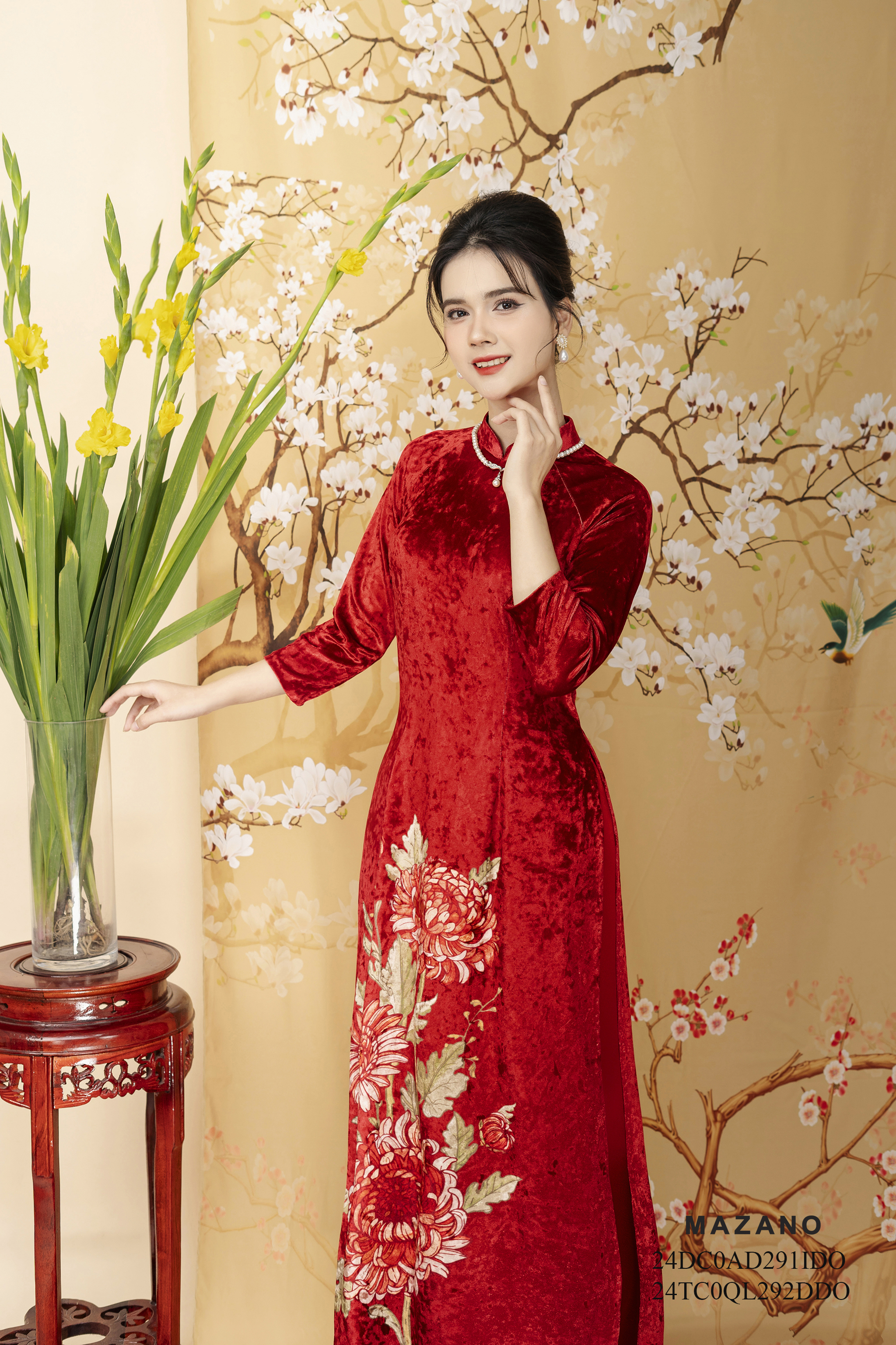 Quần áo dài suông Cạp cao Vải Lụa Dài qua mắt cá chân