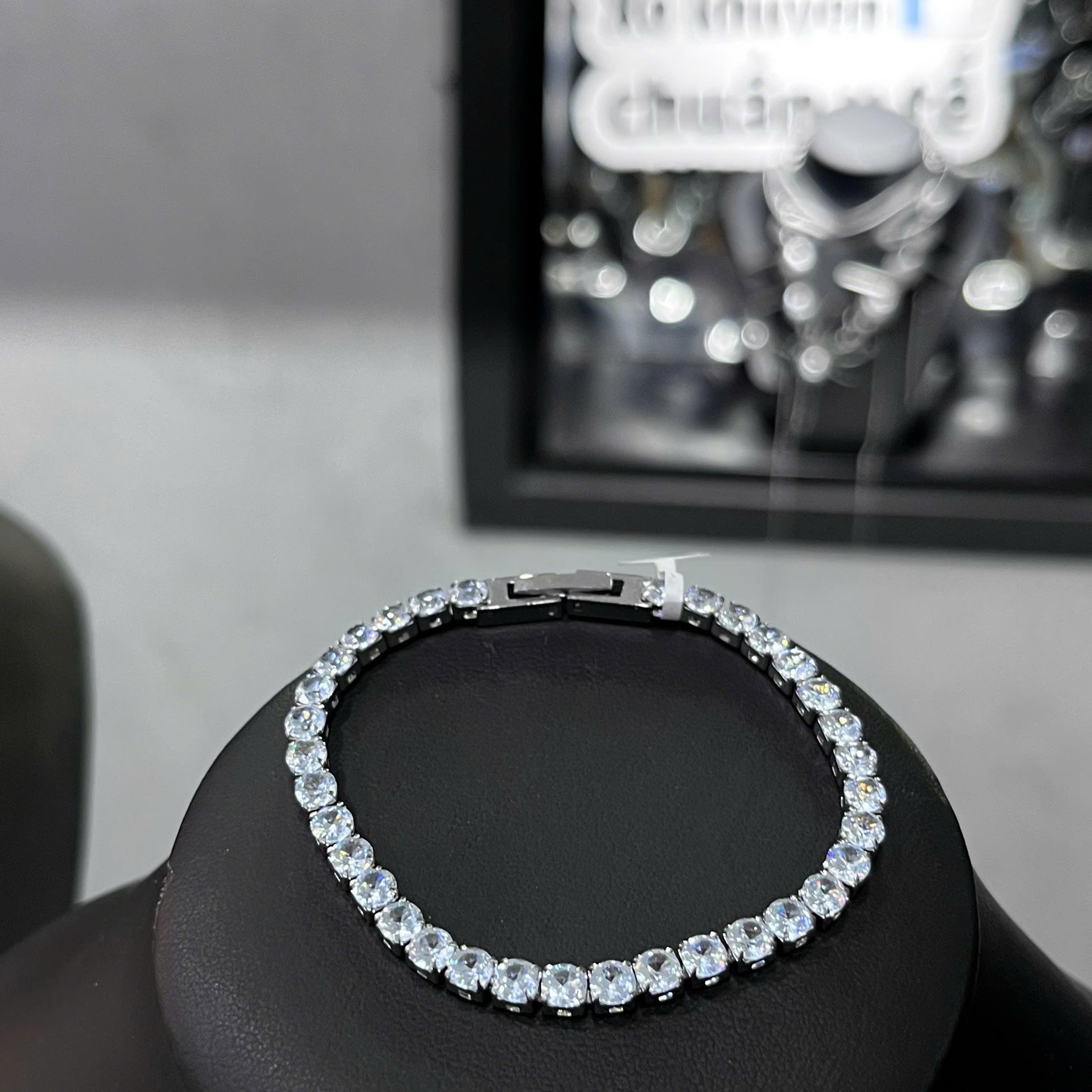 vòng tay ice tennis đính full đá vuông 5 ly 19cm