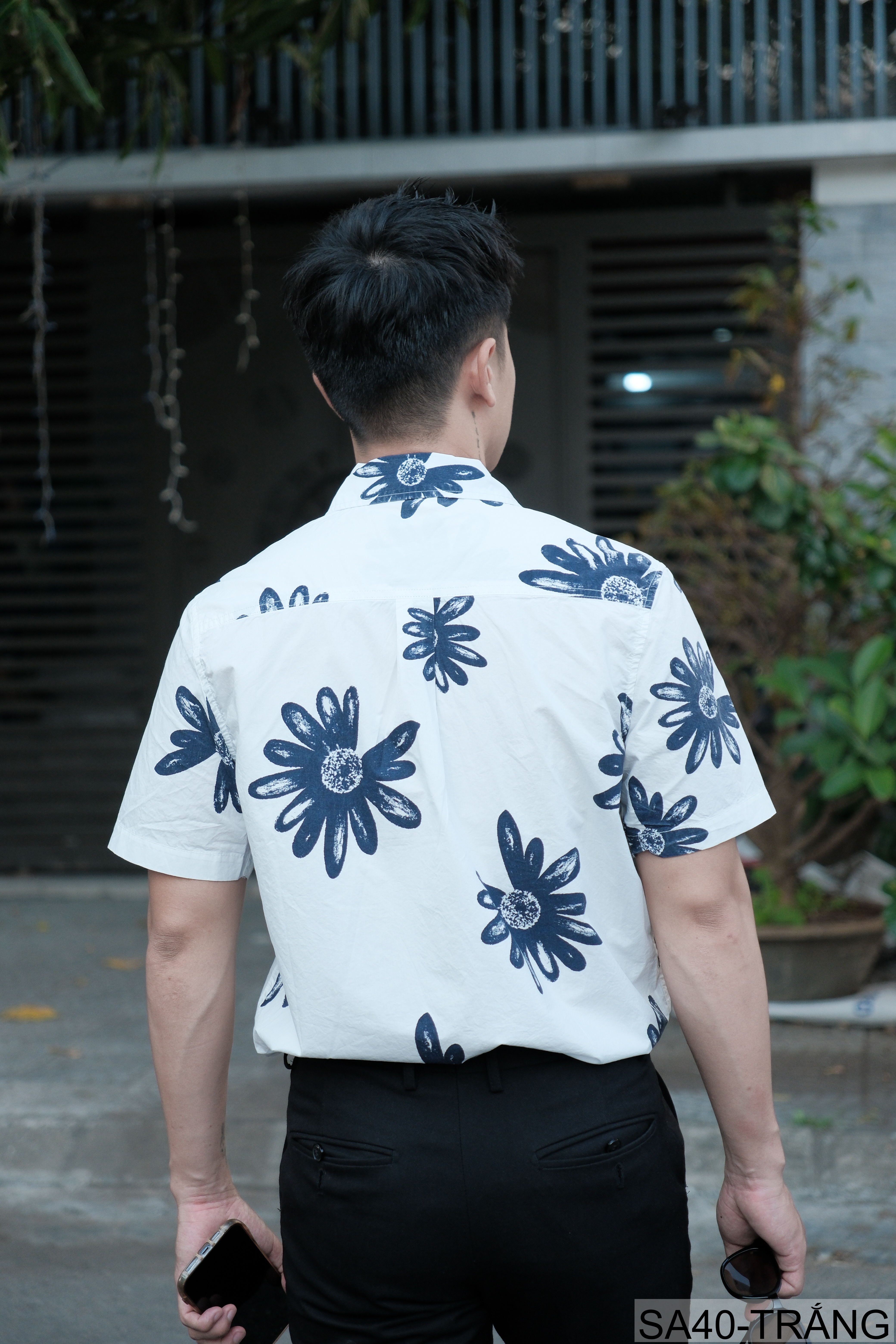 SA40 - Áo sơ mi nam tay ngắn họa tiết hoa cúc, phong cách Hàn Quốc, chất cotton thoáng mát_thumbnail_4