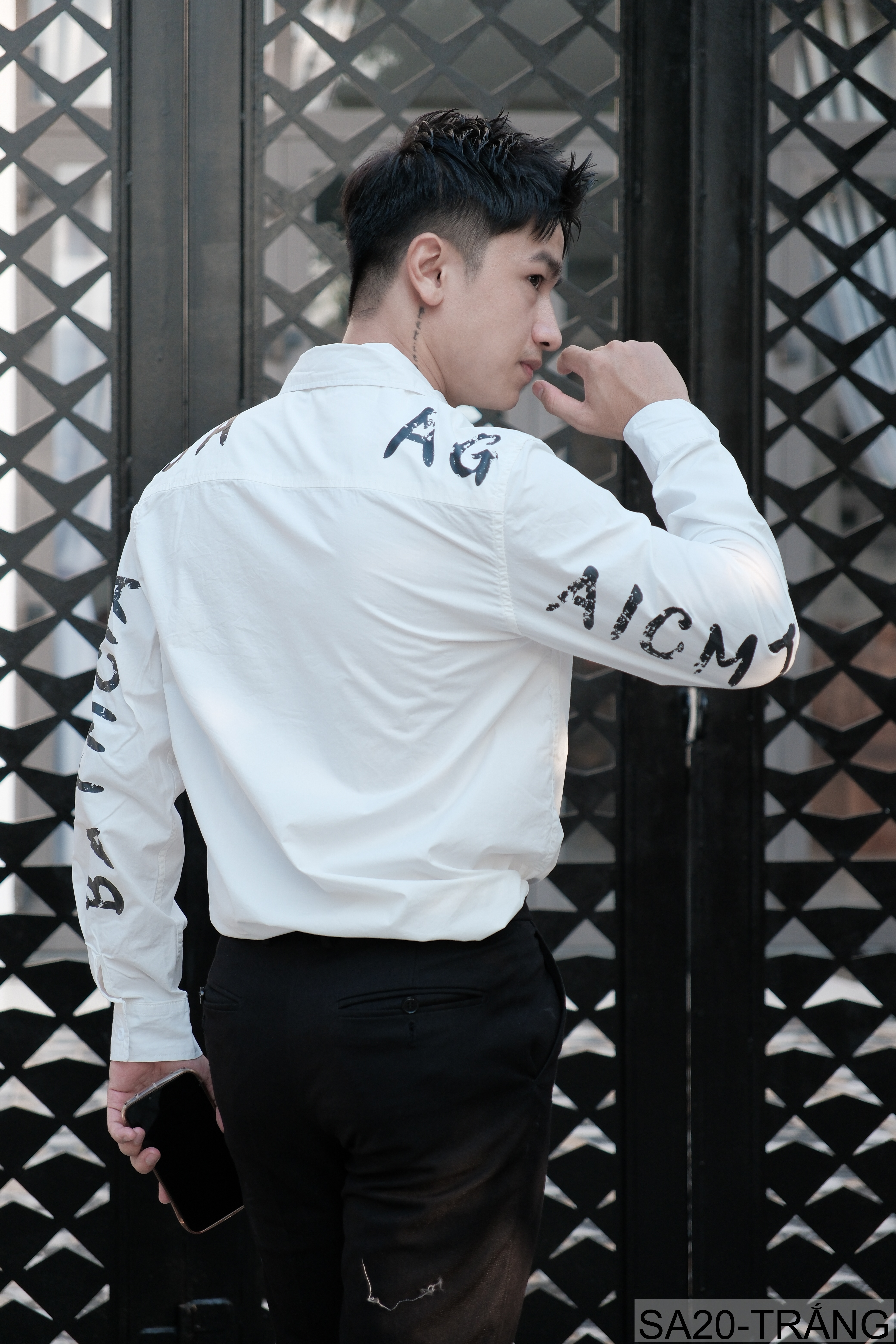 SA20 - Áo sơ mi nam tay dài in chữ BATMGA phong cách Hàn Quốc, chất cotton mềm mại, form rộng rãi_thumbnail_4