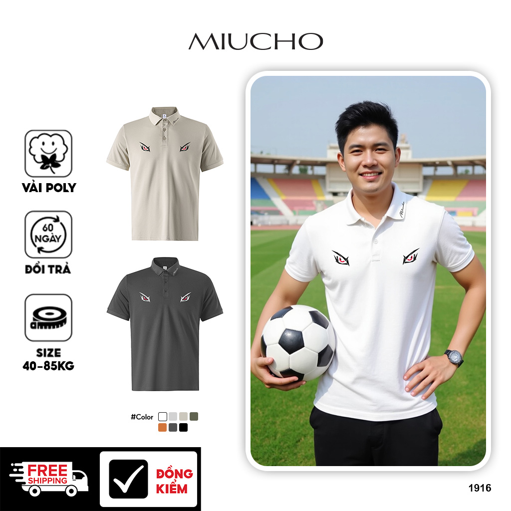 Áo polo nam form vừa 1916 Miucho Iconic vải cá sấu đứng form thoáng mát in artwork_thumbnail_1