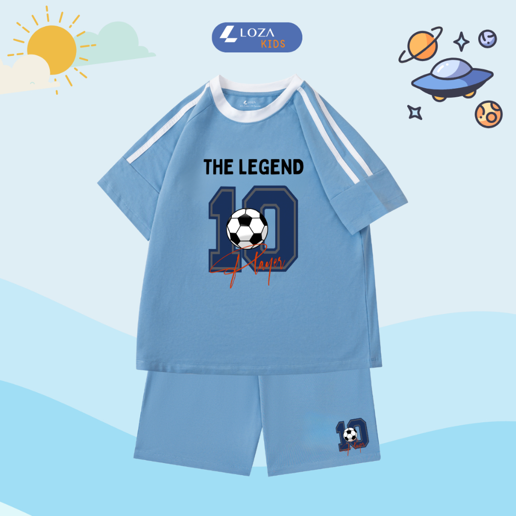 Đồ bộ bé trai phối viền in chữ 'The Legend 10' - Loza Kids BF253_thumbnail_1