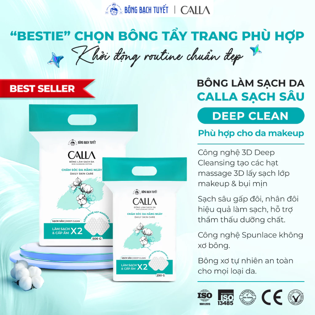 [CALLA] Bông tẩy trang Calla sạch sâu (xanh lá)