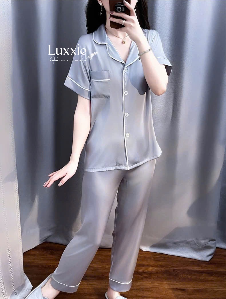 N114B Pijama lụa trơn bo viền chỉ cộc tay_thumbnail_5