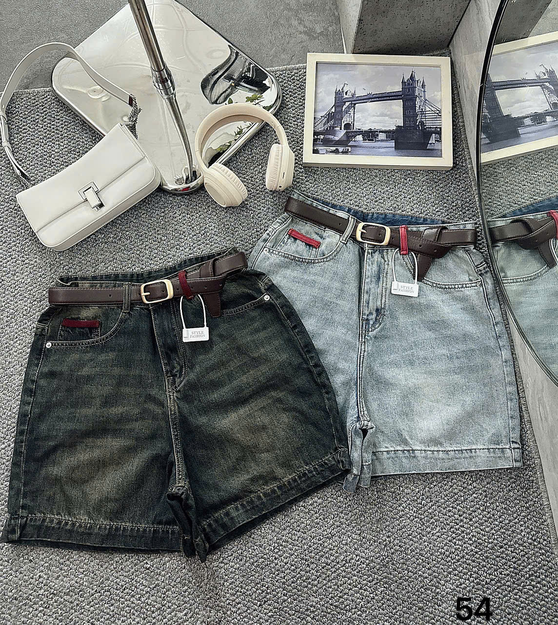 Quần short jean lửng phối đai màu kiểu bigsize QSJ54 dành cho nàng béo mập từ 55-90kg_thumbnail_4