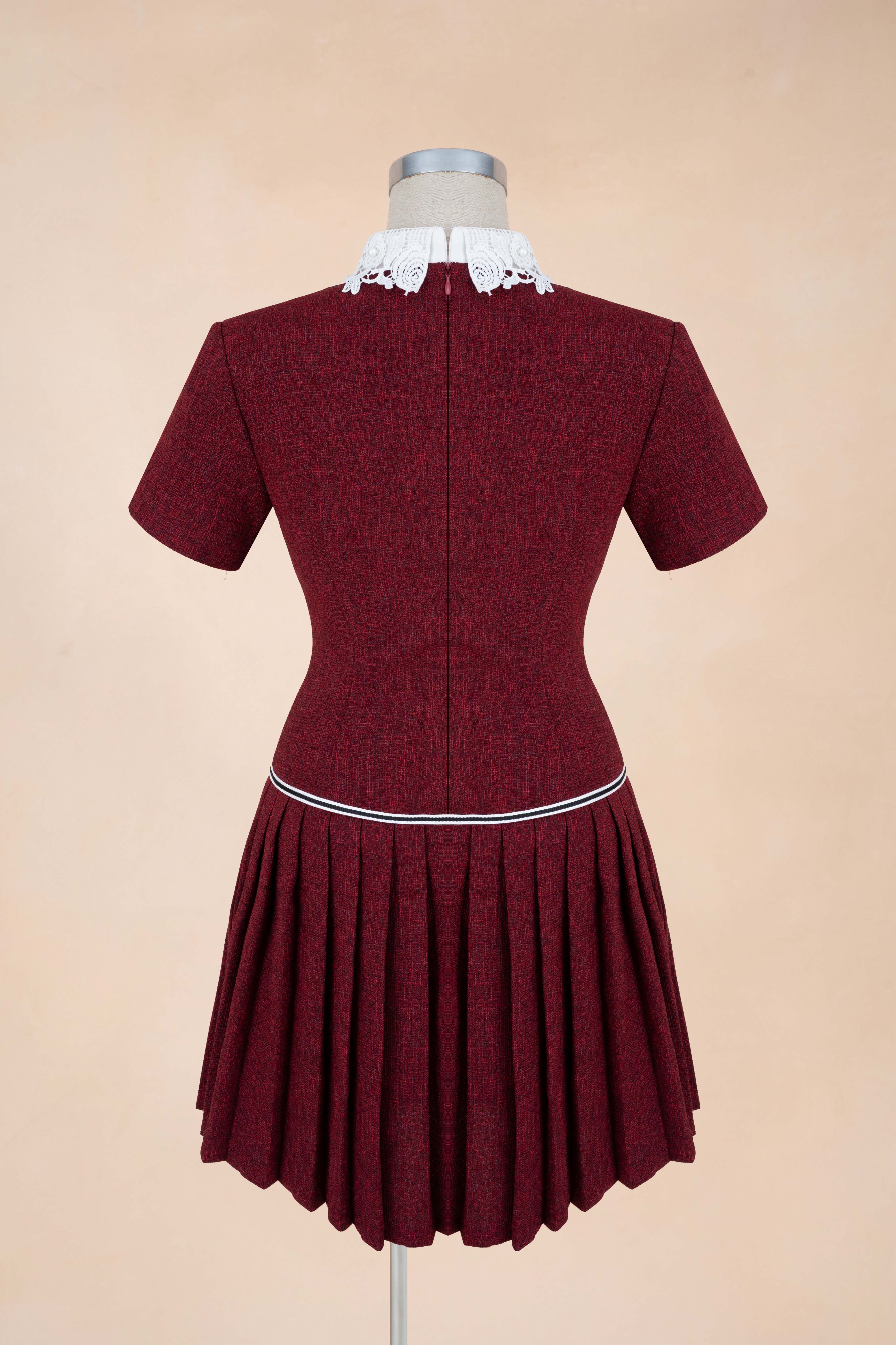 Đầm Xếp Ly Khoá Ngực Cổ Ren_thumbnail_5