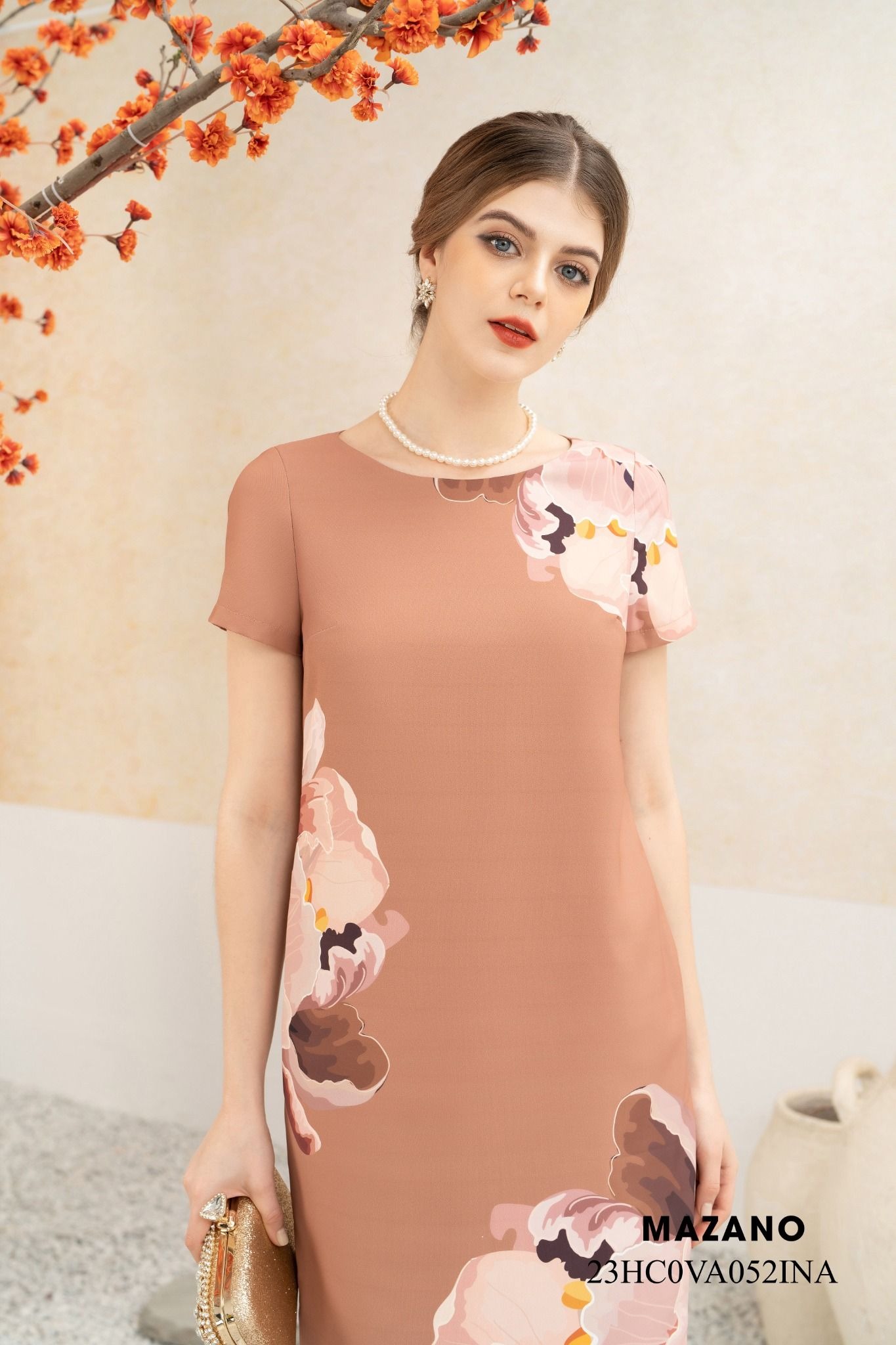 Đầm suông cam in hoa_thumbnail_3