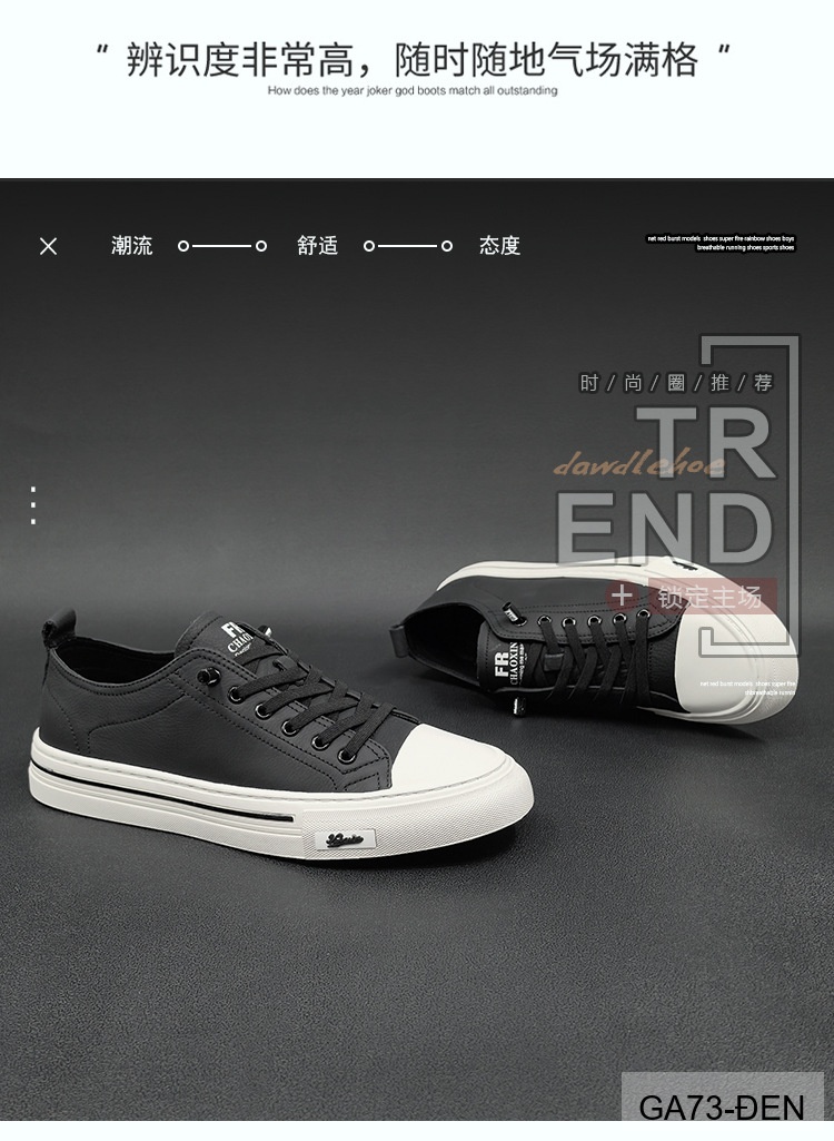 GA73 - Giày Sneaker Nam Da Bò Phong Cách Hàn, Đế Cao Su Thoáng Khí, Màu Trắng Đen_thumbnail_22