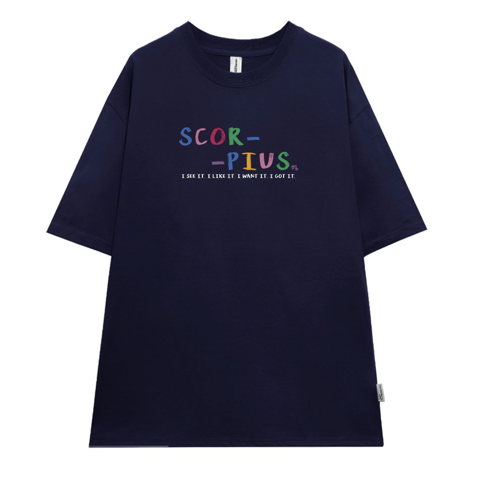Áo thun nữ form rộng ATD379 cung hoàng đạo Bò Cạp SCORPIUS Miucho cotton cổ tròn in typography_thumbnail_6