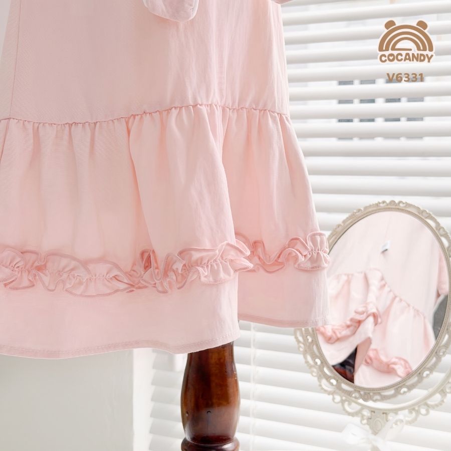 Váy sát nách HỒNG khăn cổ bèo nhún_thumbnail_4