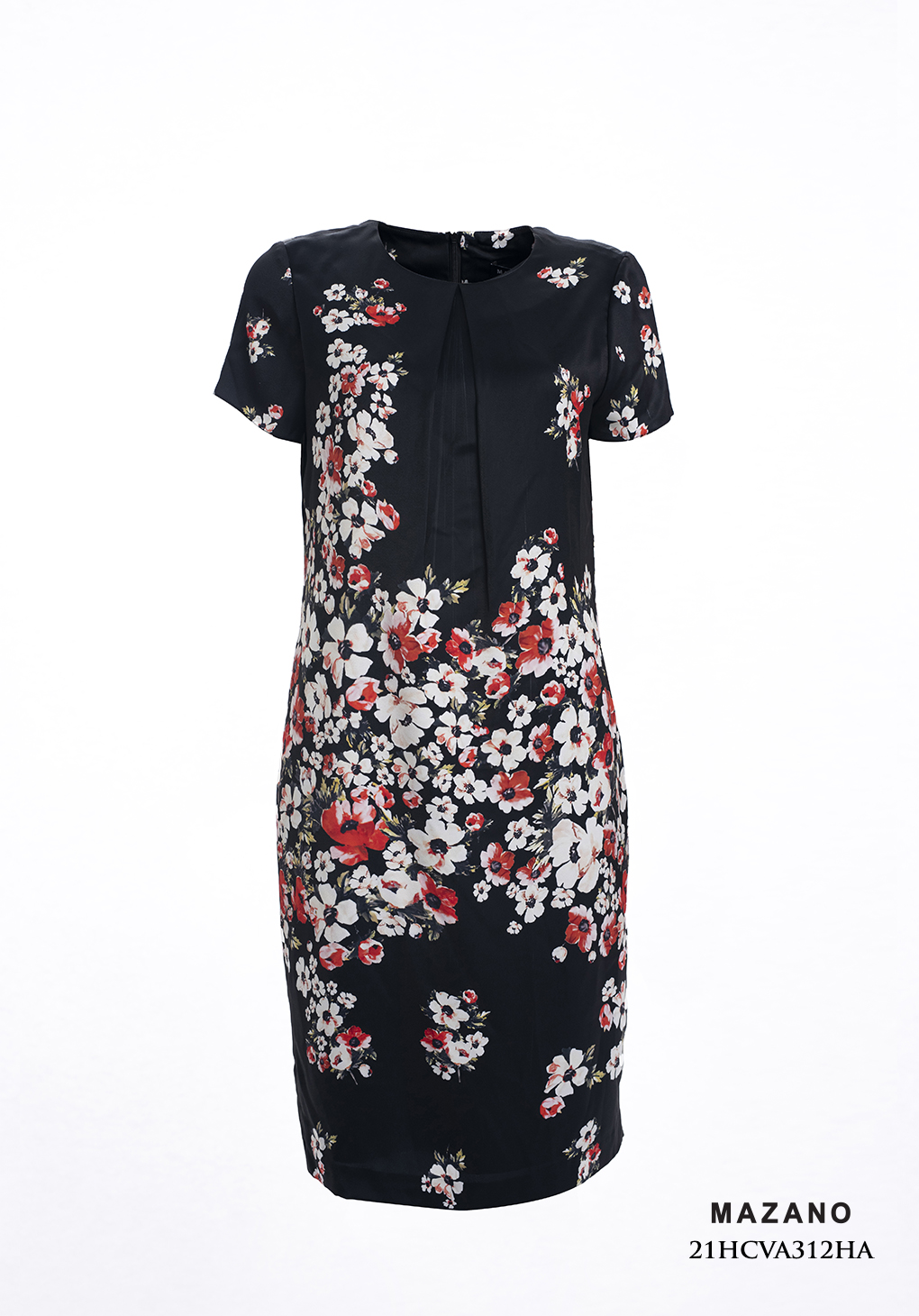 Váy suông đen họa tiết hoa cách điệu