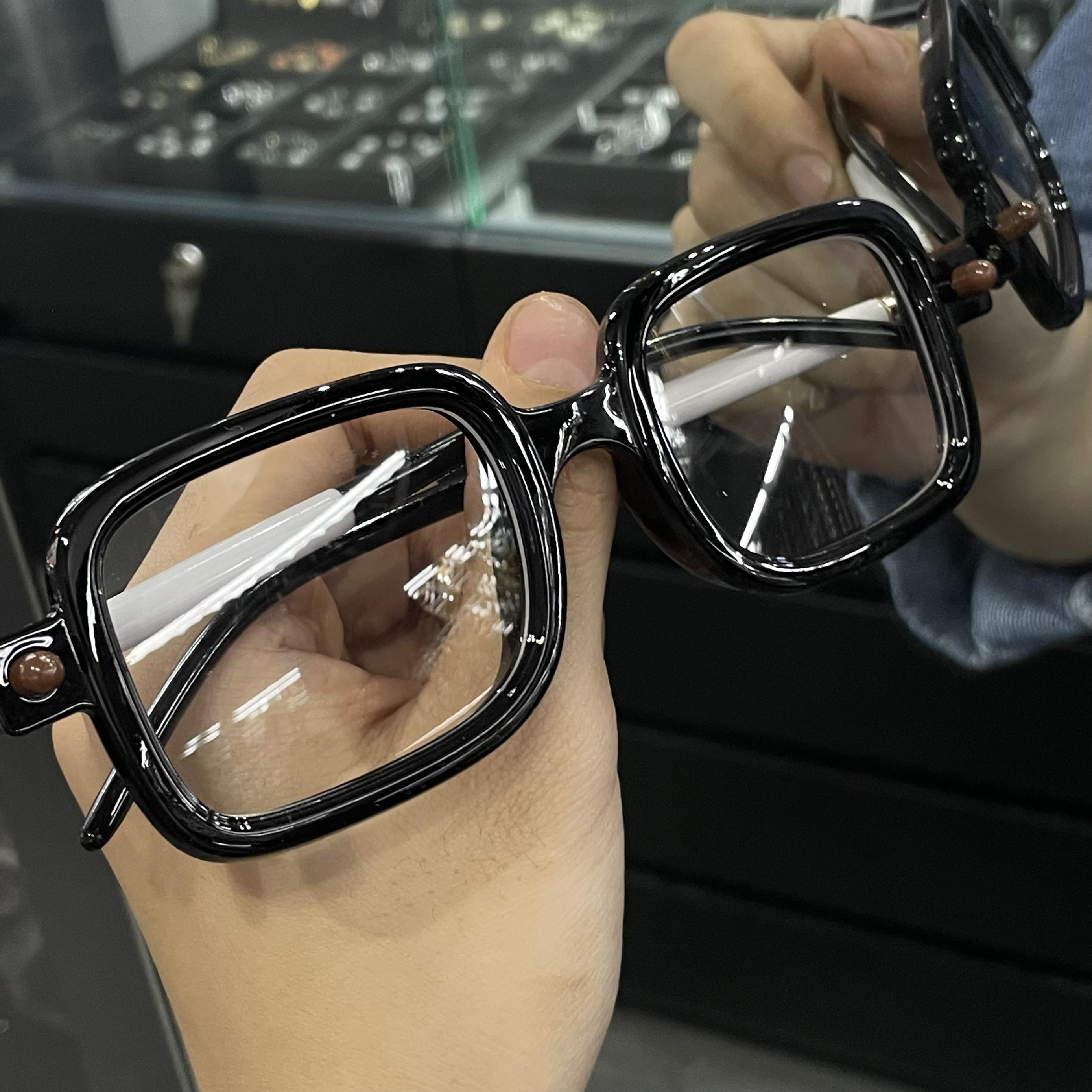 kính mắt gọng vuông viền đen phối trắng tròng trong thay được _thumbnail_2