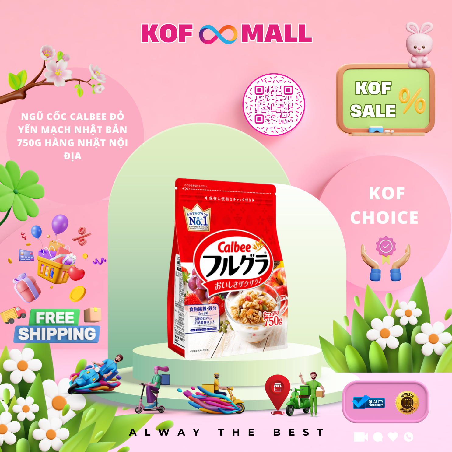 NGŨ CỐC Calbee đỏ yến mạch Nhật Bản 750G HÀNG NHẬT NỘI ĐỊA