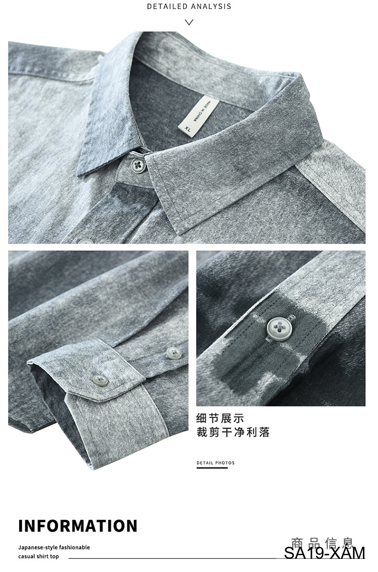 SA19 - Áo sơ mi nam dáng rộng phong cách streetwear, họa tiết in chữ, chất cotton mềm mại_thumbnail_9