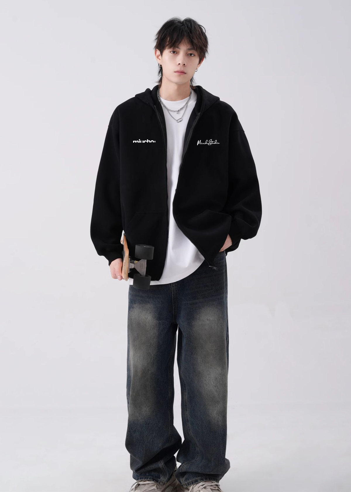 Áo hoodie zip nam local brand form rộng HZD1581 Miucho Club vải nỉ chân cua dày dặn mũ rộng in basic_thumbnail_4