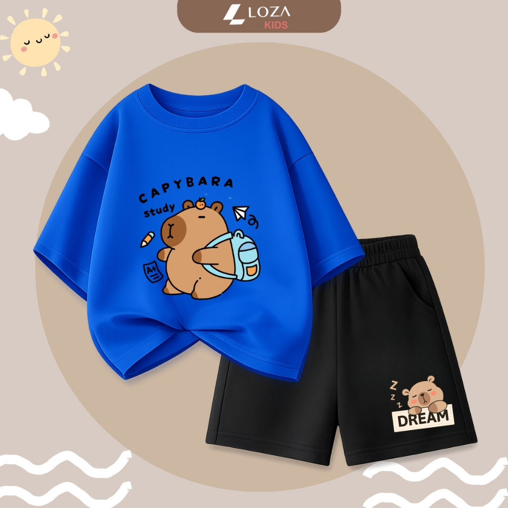 Set bộ bé trai, bé gái hình capybara đeo cặp - Loza Kids SB483_thumbnail_3