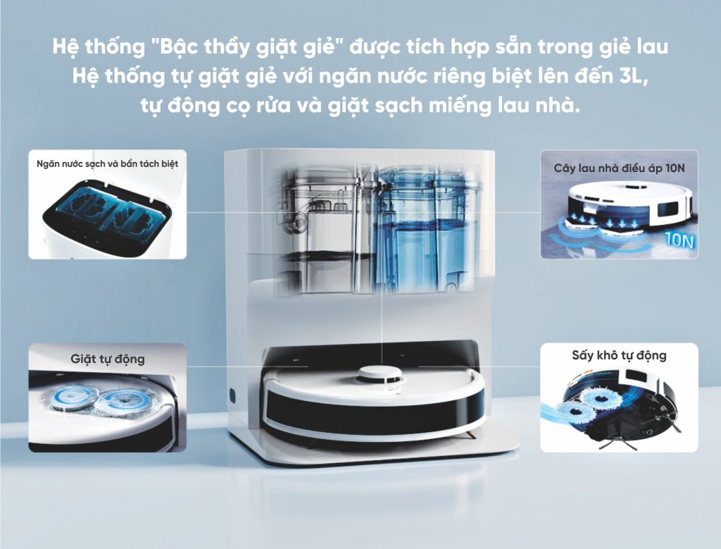 hệ thống tự giặt giẻ bậc thầy