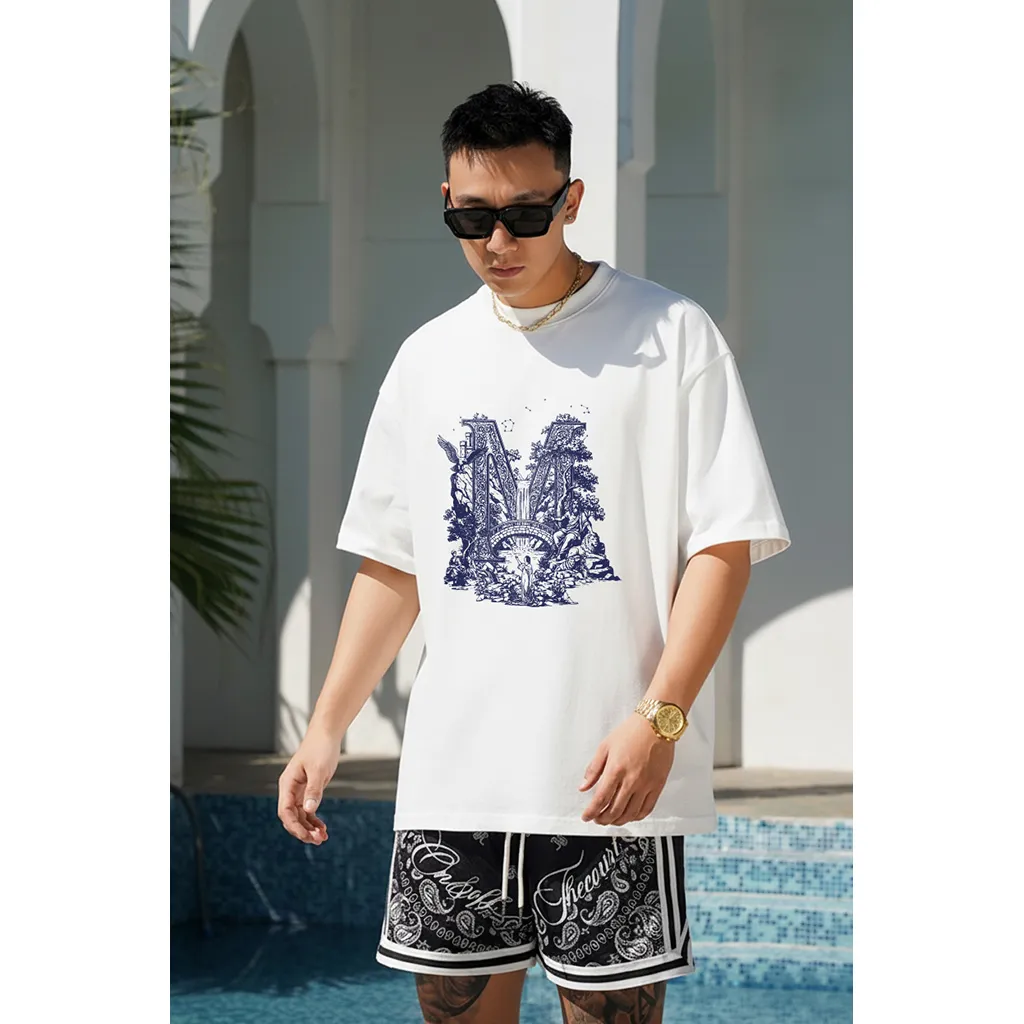 Áo thun nam form rộng Miucho Iconic vải cotton co giãn 2 chiều thoáng mát dễ phối đồ in chữ cái M 2758_thumbnail_7