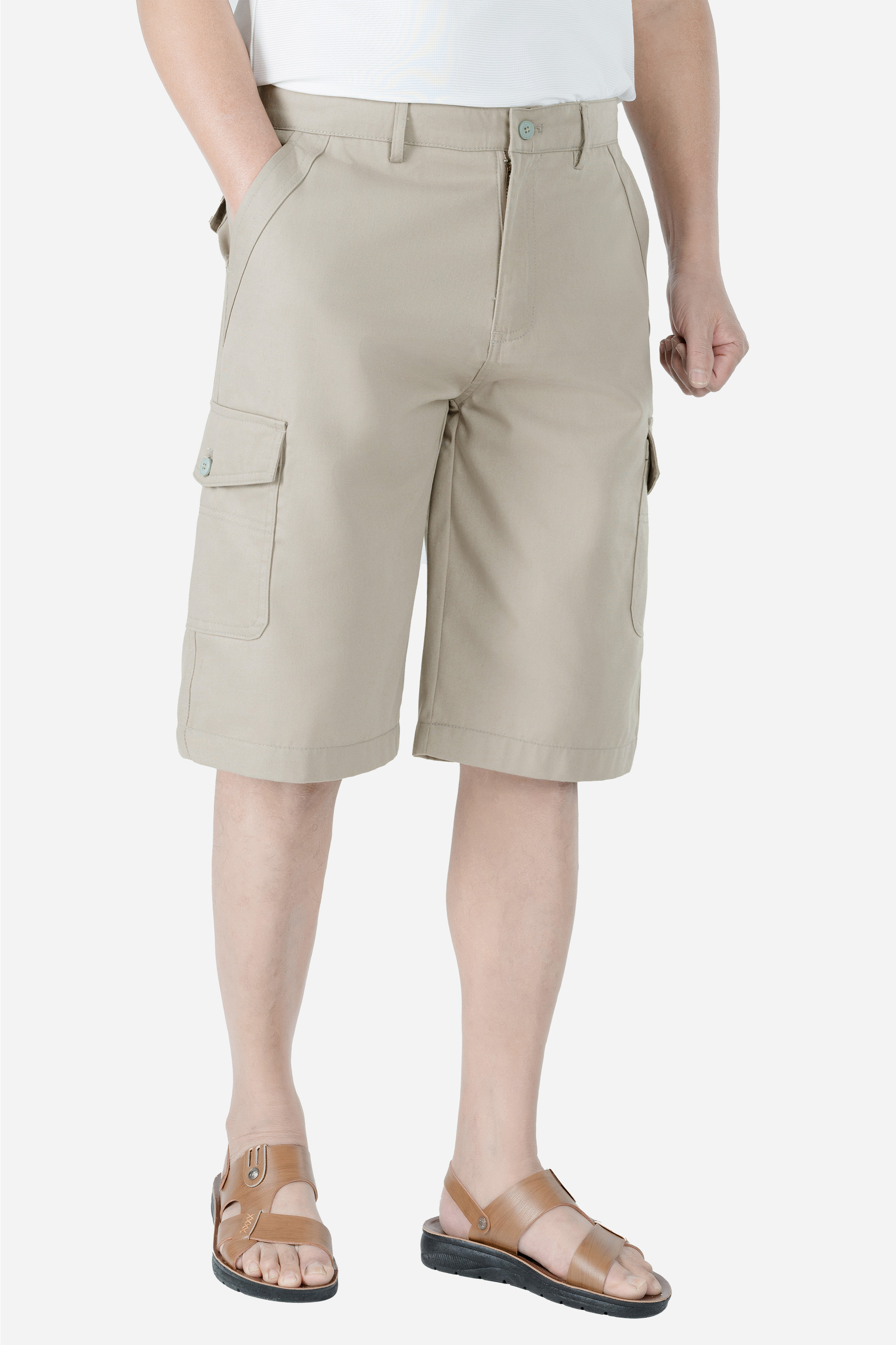 Quần Soọc Kaki Túi Hộp Nam Trung Niên ANCHI Dáng Suông Dài Qua Gối Màu Vỏ Đỗ_thumbnail_23