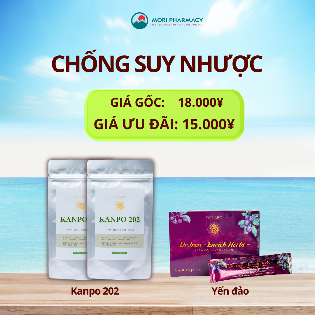 Combo chống suy nhược cơ thể ( 1 tháng kanpo 202 + Yến)