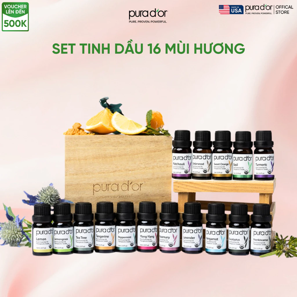 Bộ 16 Tinh Dầu Hữu Cơ PURA D’OR Sweet 16 Essential Oil Set - USDA Organic (10mlx16)_thumbnail_2