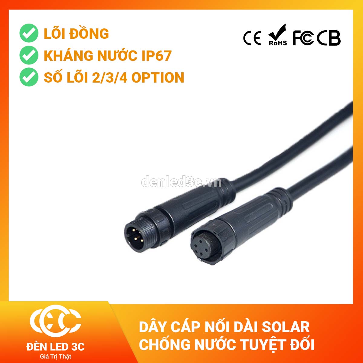 Dây Cáp Nối Cho Đèn Năng Lượng Mặt Trời Lõi Đồng 2 3 4 lõi tuỳ chọn