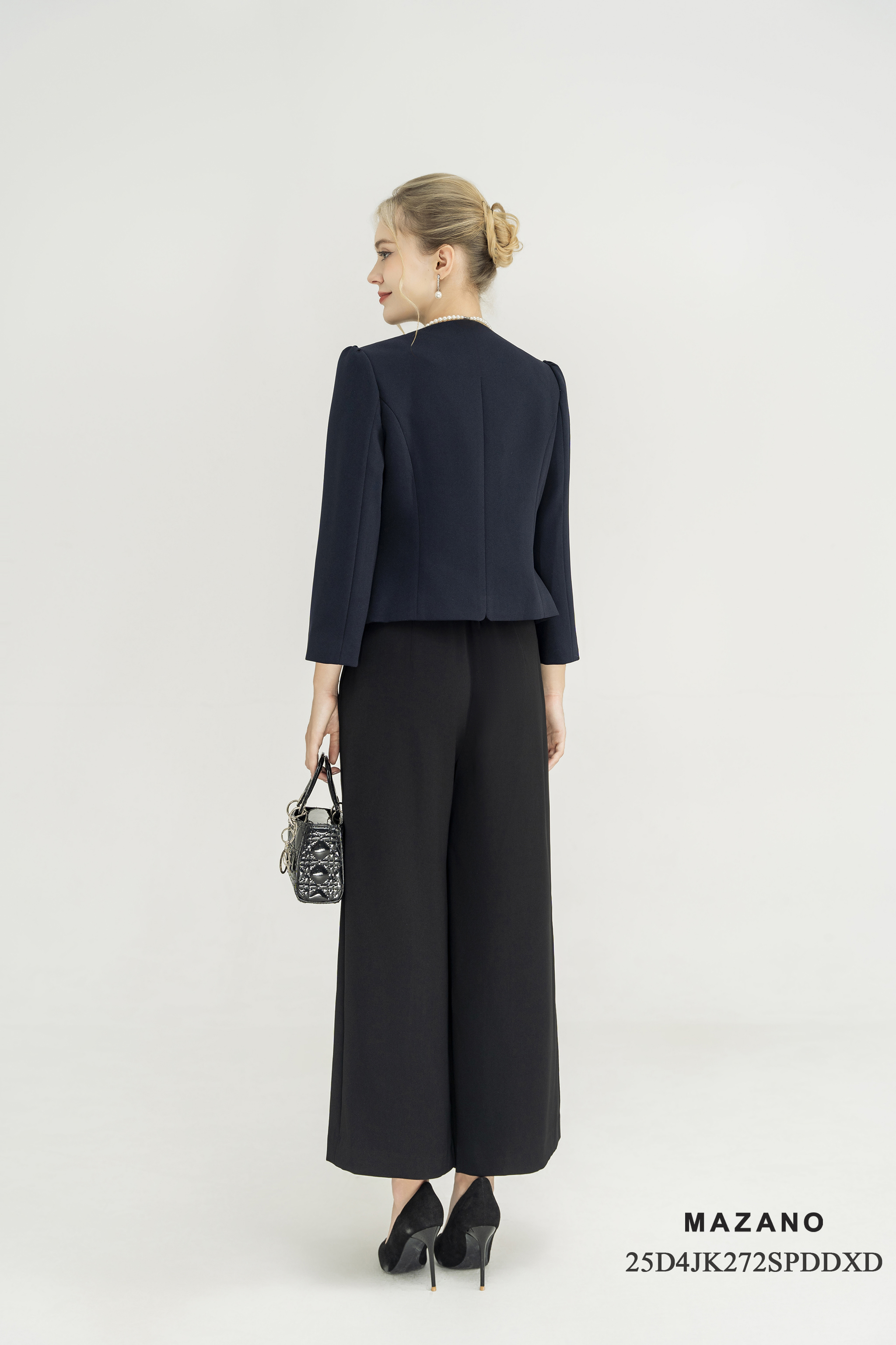 Áo khoác ngắn Suông Vải tuytsi cao cấp Đính hoa thủ công Dài dưới eo_thumbnail_4