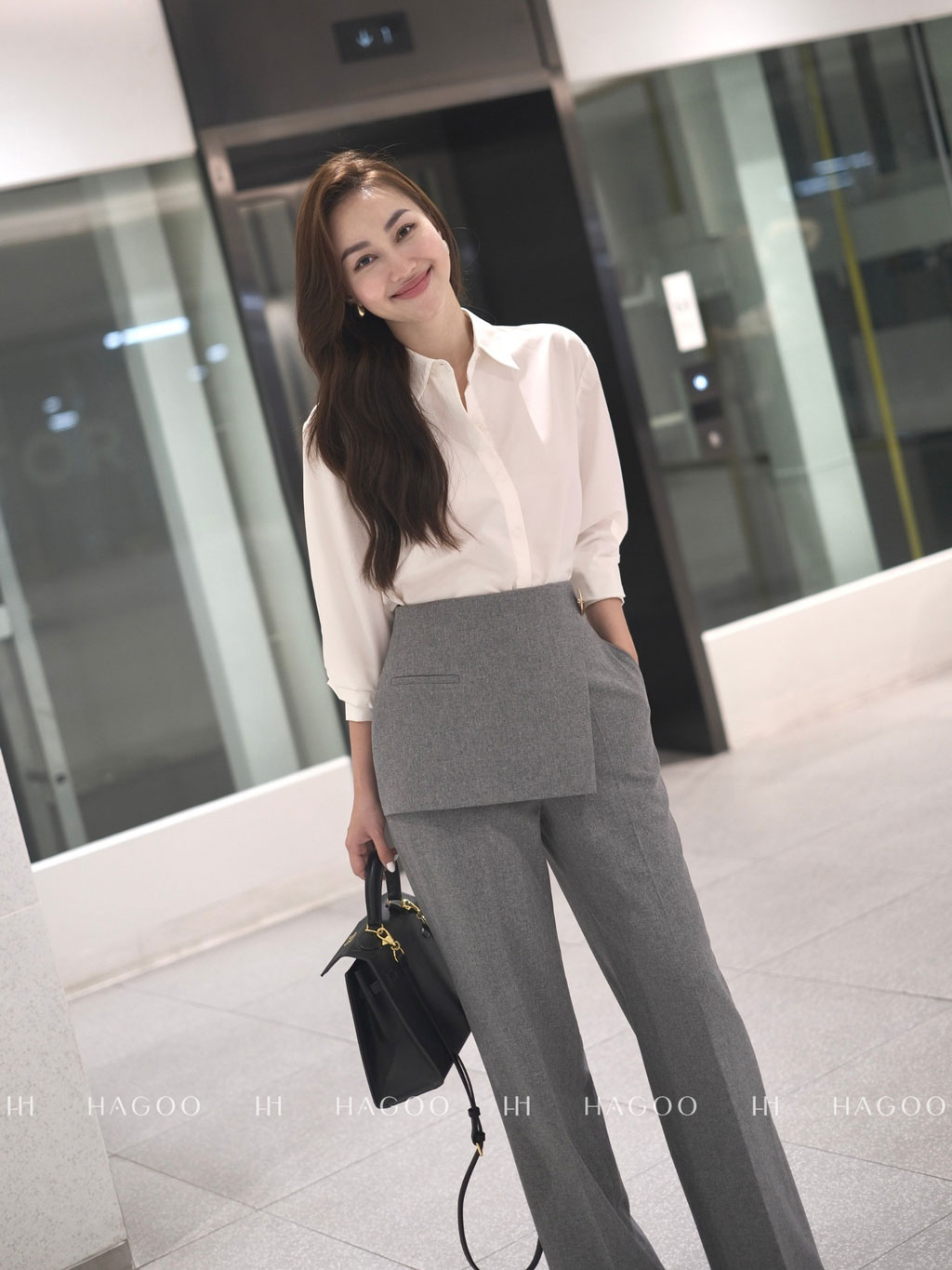 Quần suông vạt chéo cúc đồng HAGOO