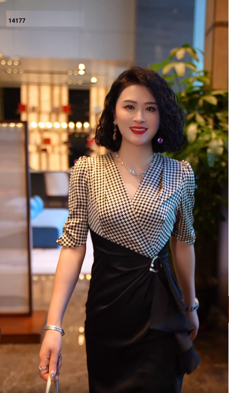 14177-Đầm body cổ tim đắp chéo eo nhún viền bèo (thun)_thumbnail_1