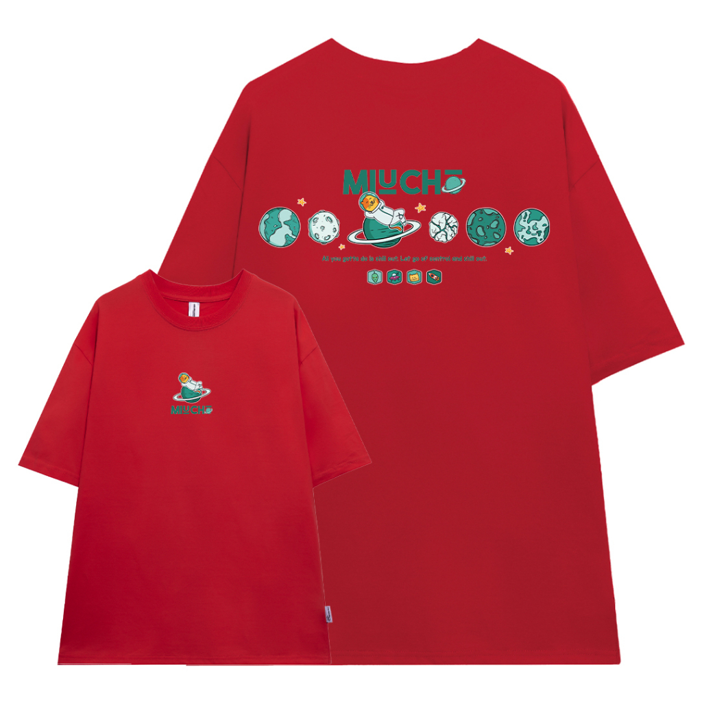 Áo thun nam Sapce form rộng ATD265 Miucho Man cotton cổ tròn in typography