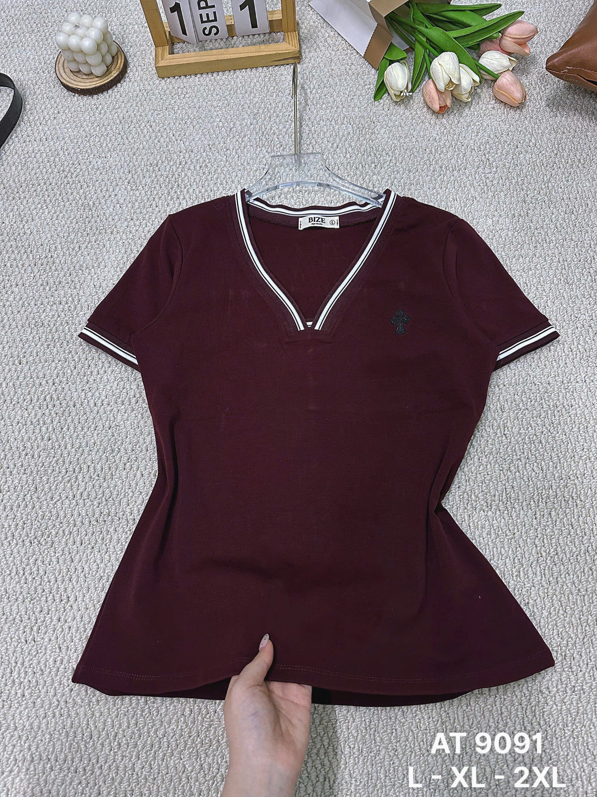 BIGSIZE - Áo thun viền cổ tim T-AT9091_thumbnail_5