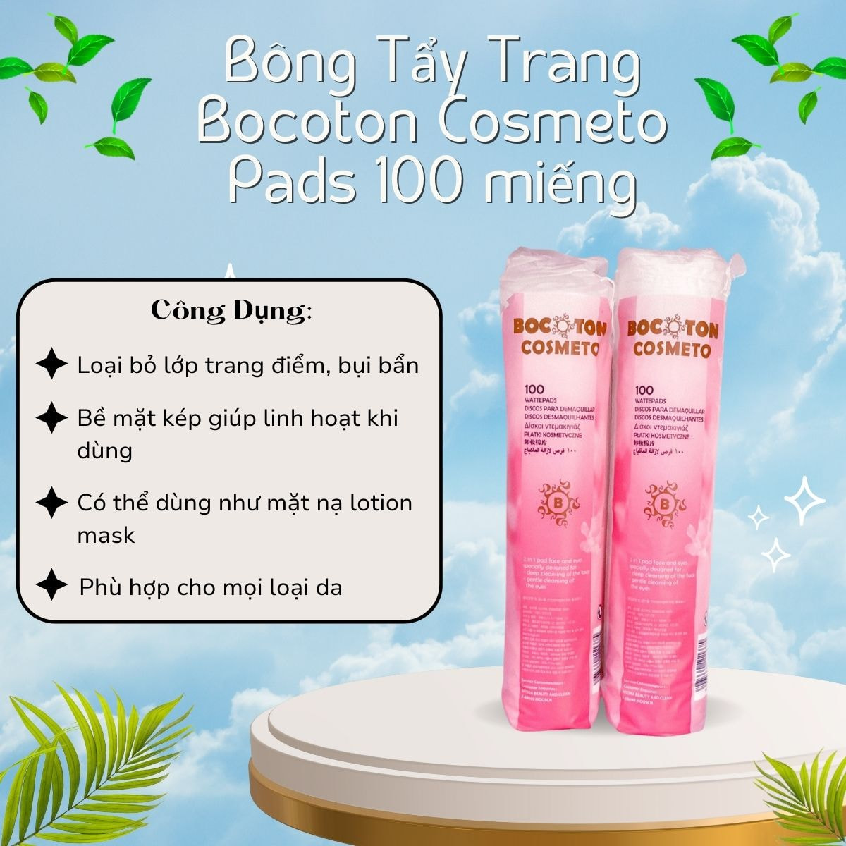 Bông Tẩy Trang Bocoton Cosmeto Pads 100 miếng_thumbnail_1