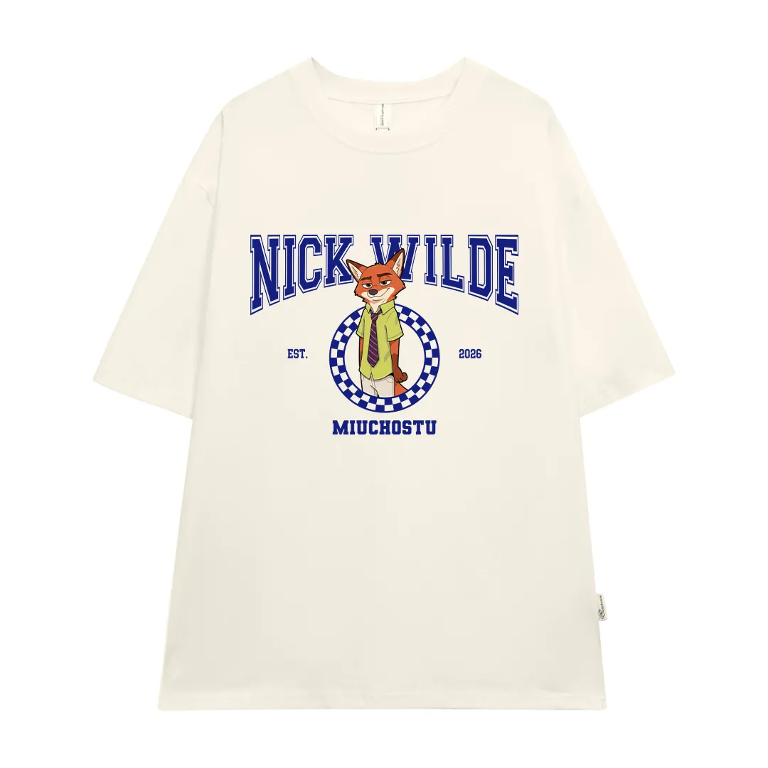 Áo thun cặp đôi form oversize Miucho vải cotton co giãn 2 chiều thoáng mát Nick Wilde in mix 2825_thumbnail_11