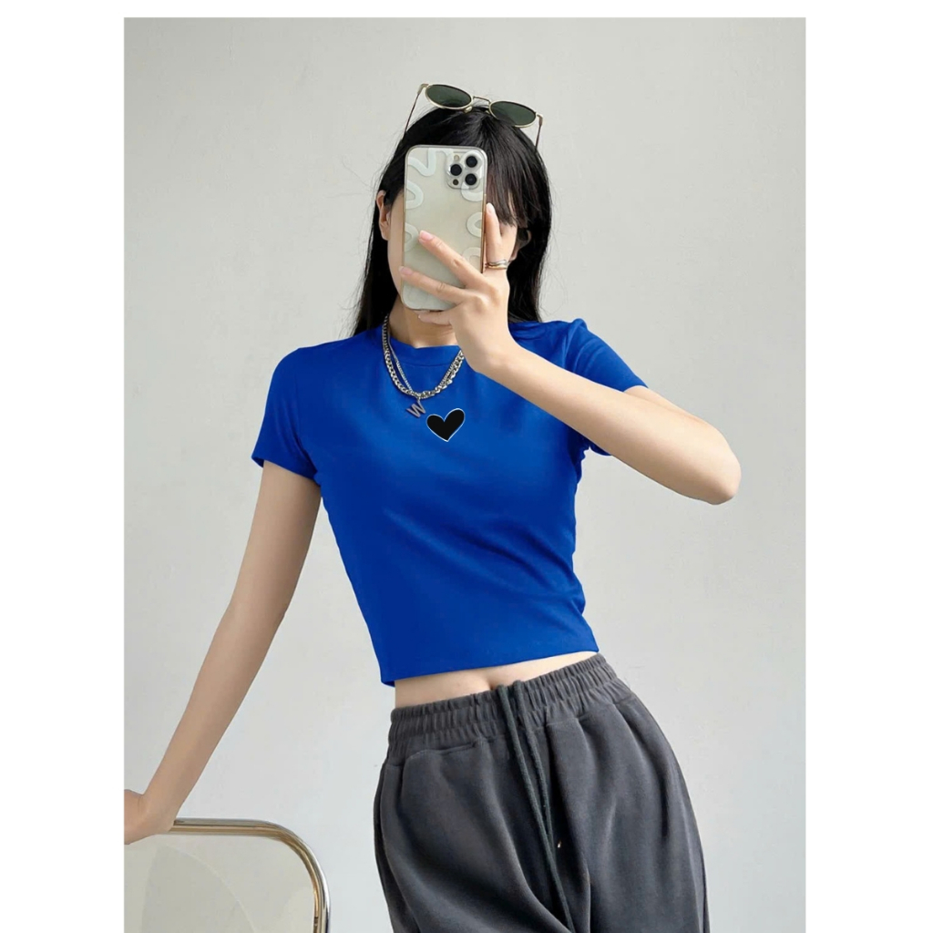 [Form Ôm] Áo croptop nữ ôm body trái tim - Áo thun croptop nữ LOZA CR8136_thumbnail_2