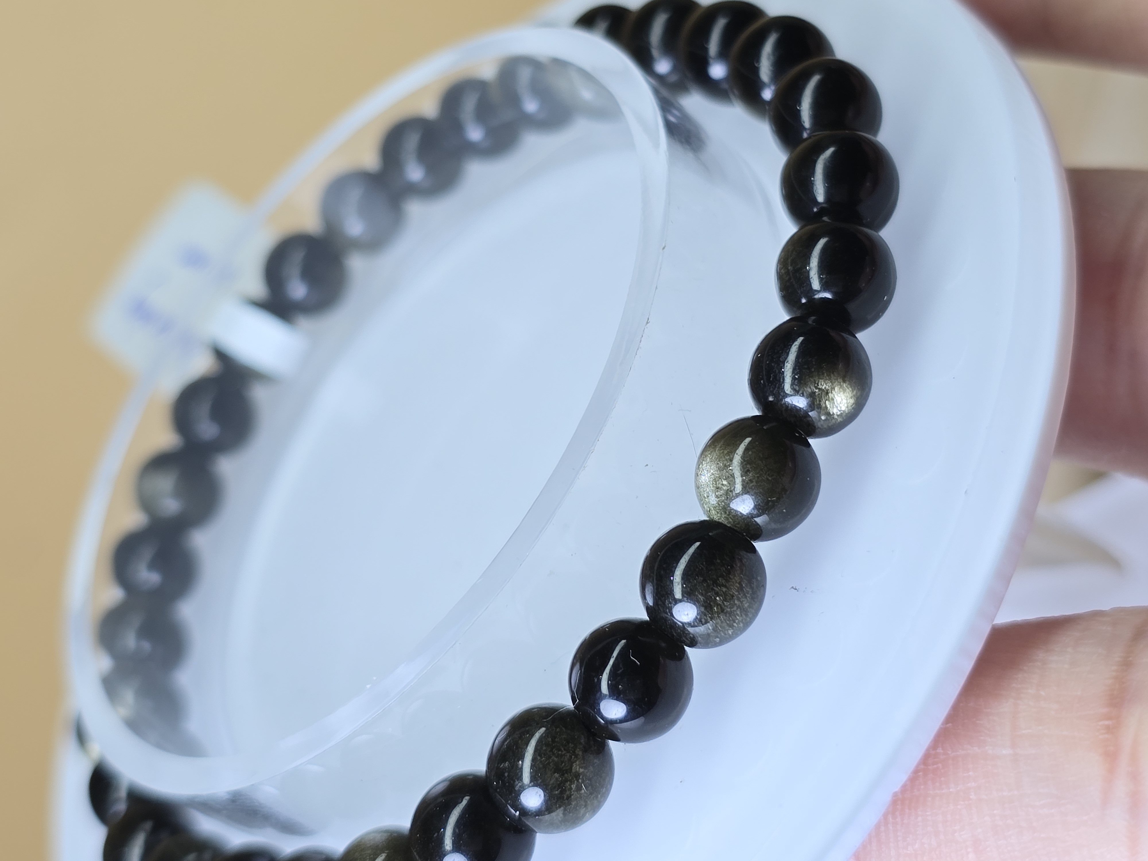 Vòng Đá Thủy Tinh Núi Lửa Ánh Kim Golden Sheen Obsidian