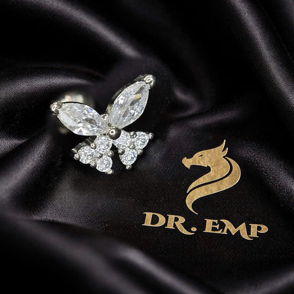 khuyên kiểu bướm trắng to dẹt