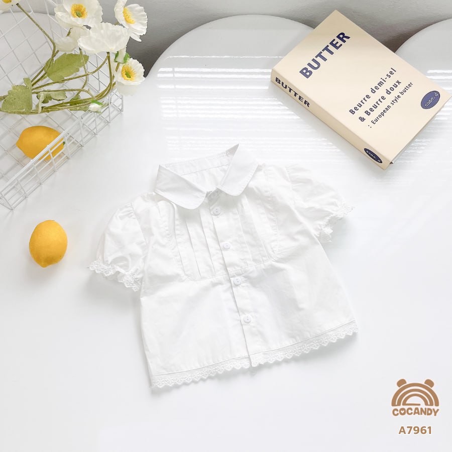 Áo cộc sơ mi TRẮNG xếp ly ngực_thumbnail_1