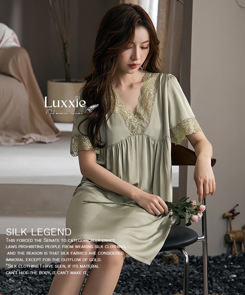 V06 Váy ngủ suông cổ V phối ren_thumbnail_2