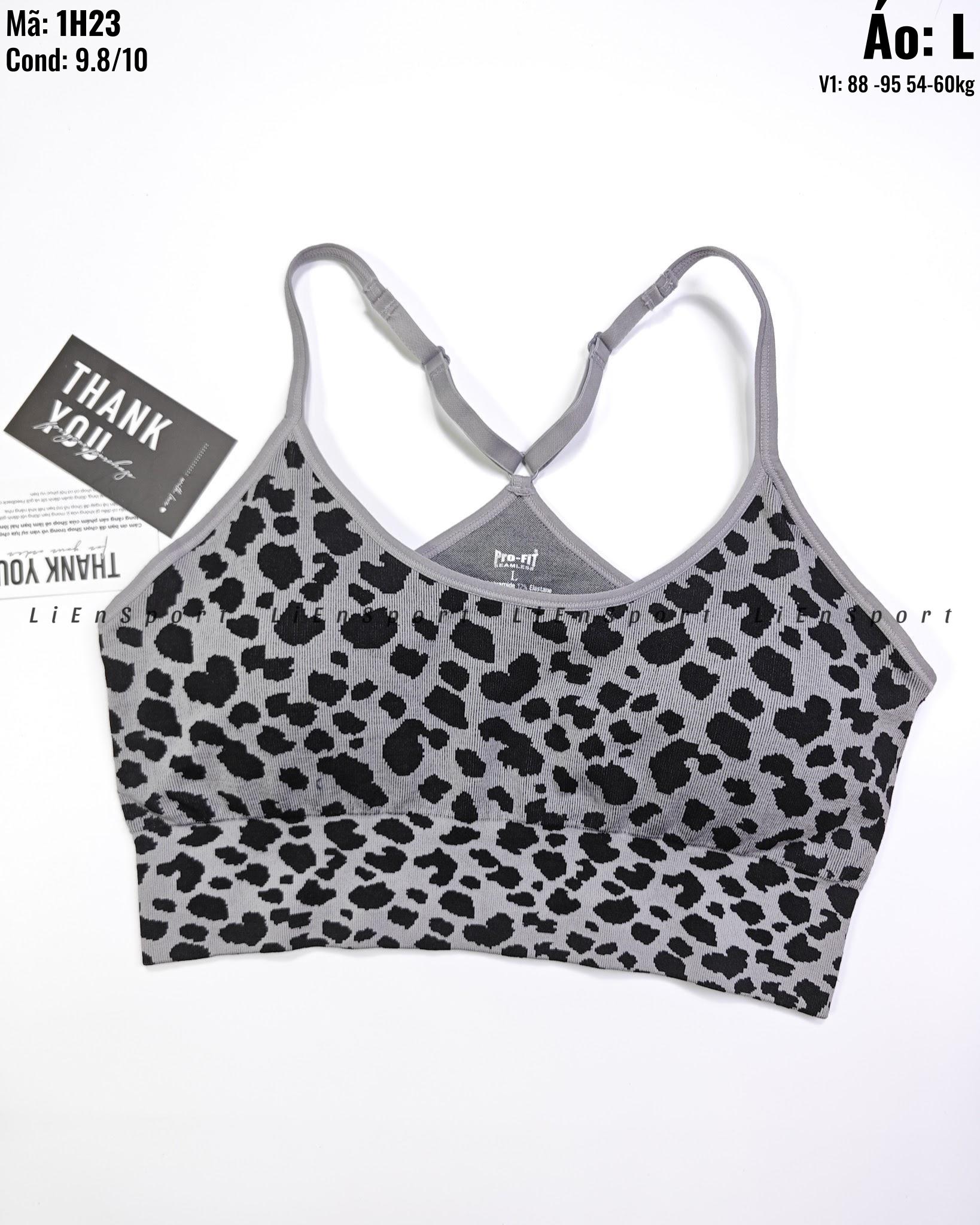 Pro-fit Áo bra thể thao lưng chữ X Nữ Size L Xám đen họa tiết da báo Auth 2nd Không gọng mút Dây vai tăng đơ Chất liệu co giãn thấm hút mồ hôi Thoáng khí Phù hợp yoga gym chạy bộ Mã:1H23