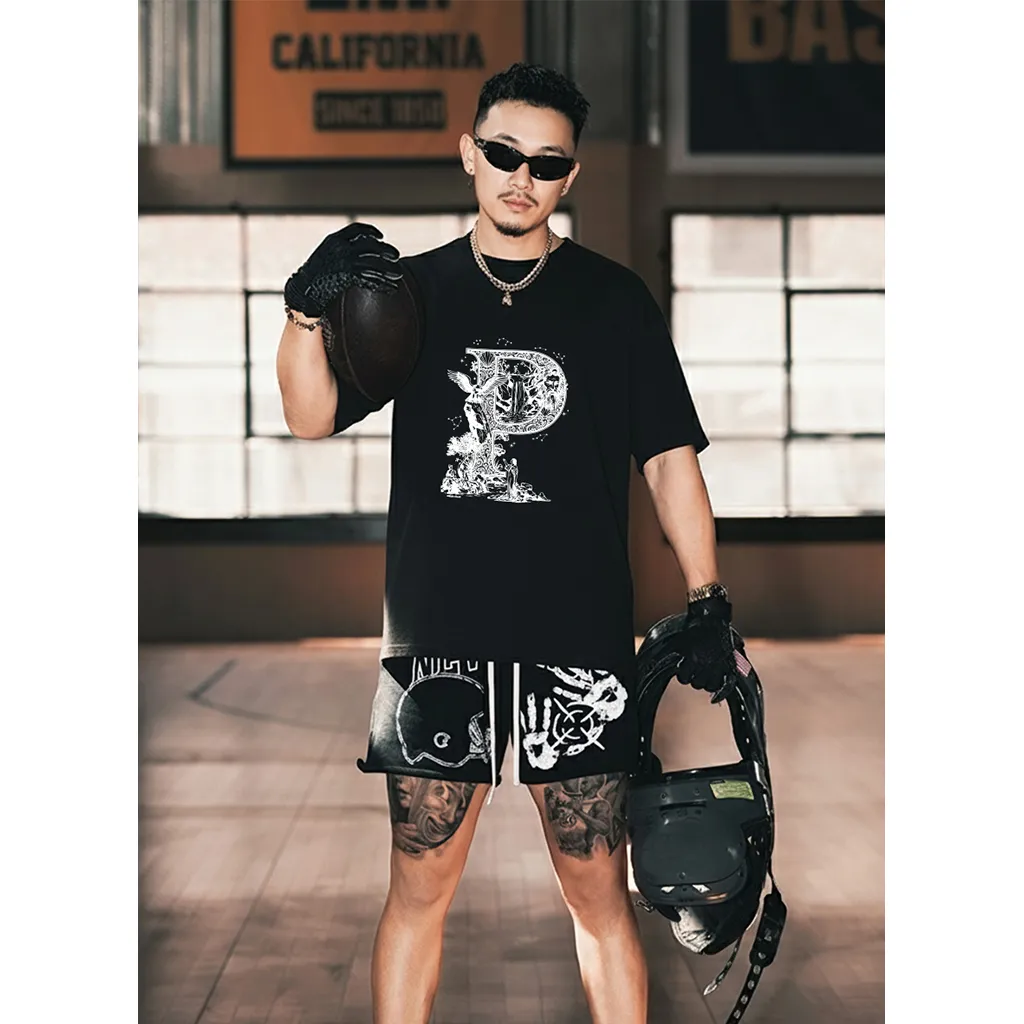 Áo thun nam form oversize Miucho Iconic vải cotton dày dặn thoáng mát chữ cái P nhiều màu 2761_thumbnail_7