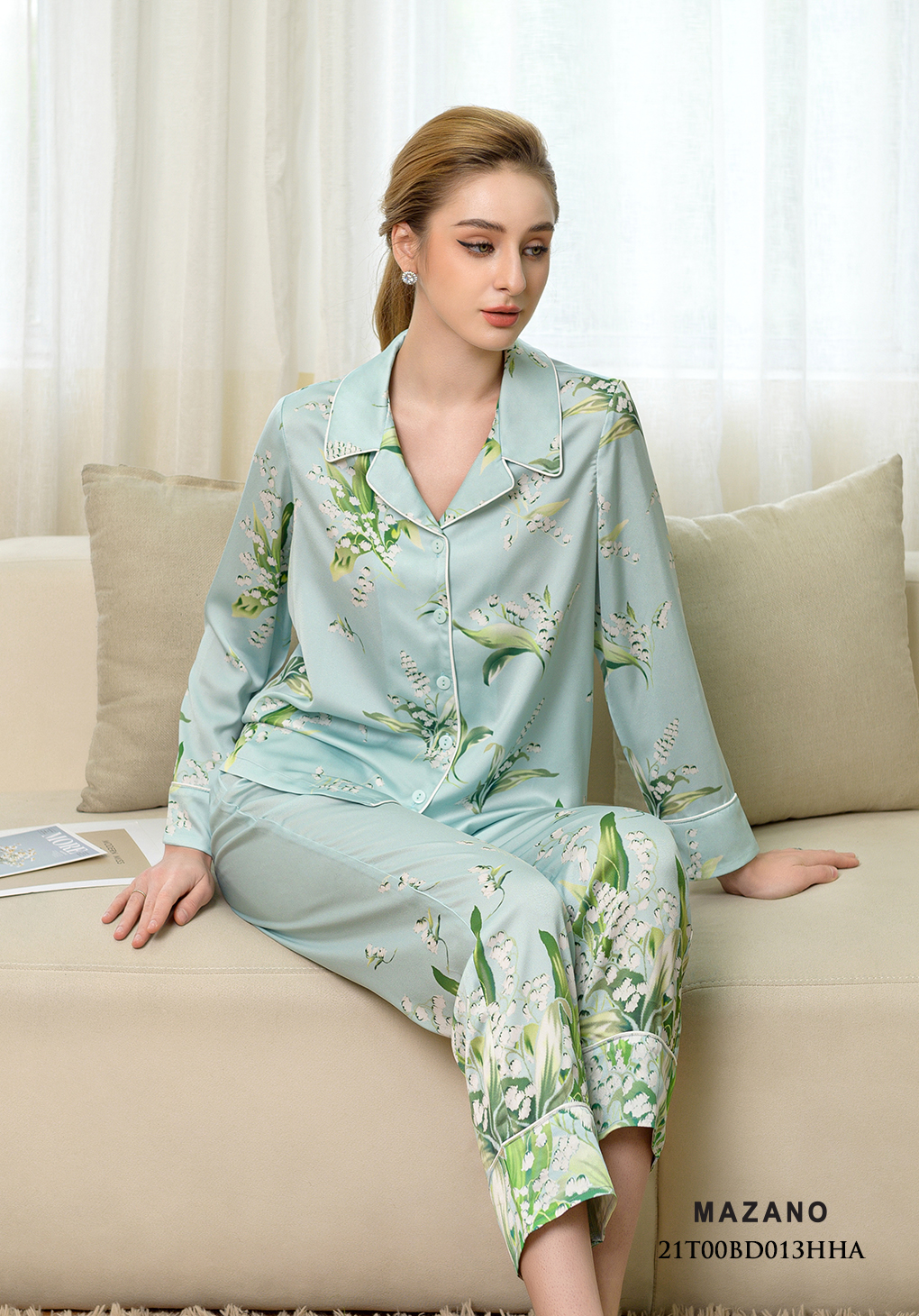 Bộ đồ xanh dài tay họa tiết hoa chuông_thumbnail_3