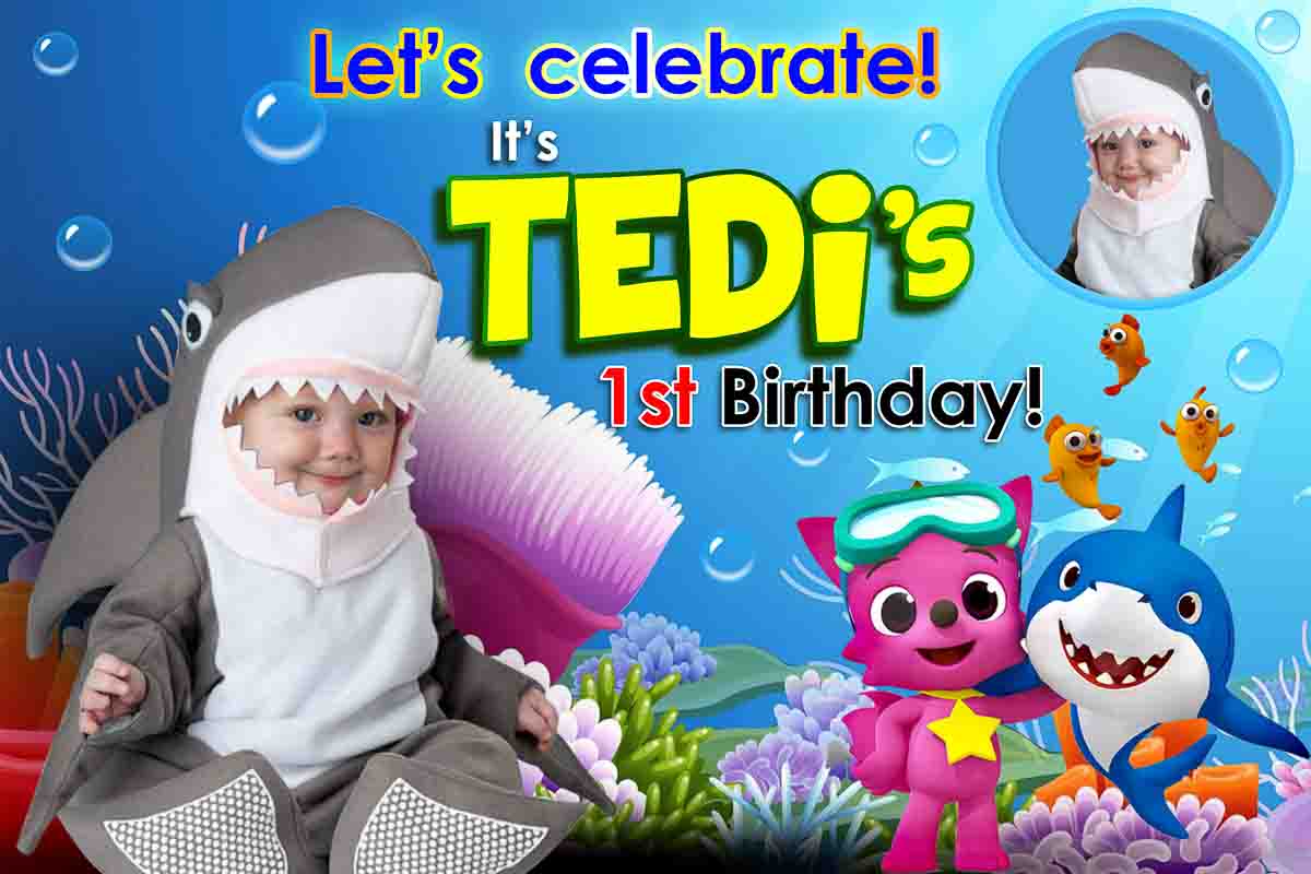 Baby Shark Theme Birthday Tarp