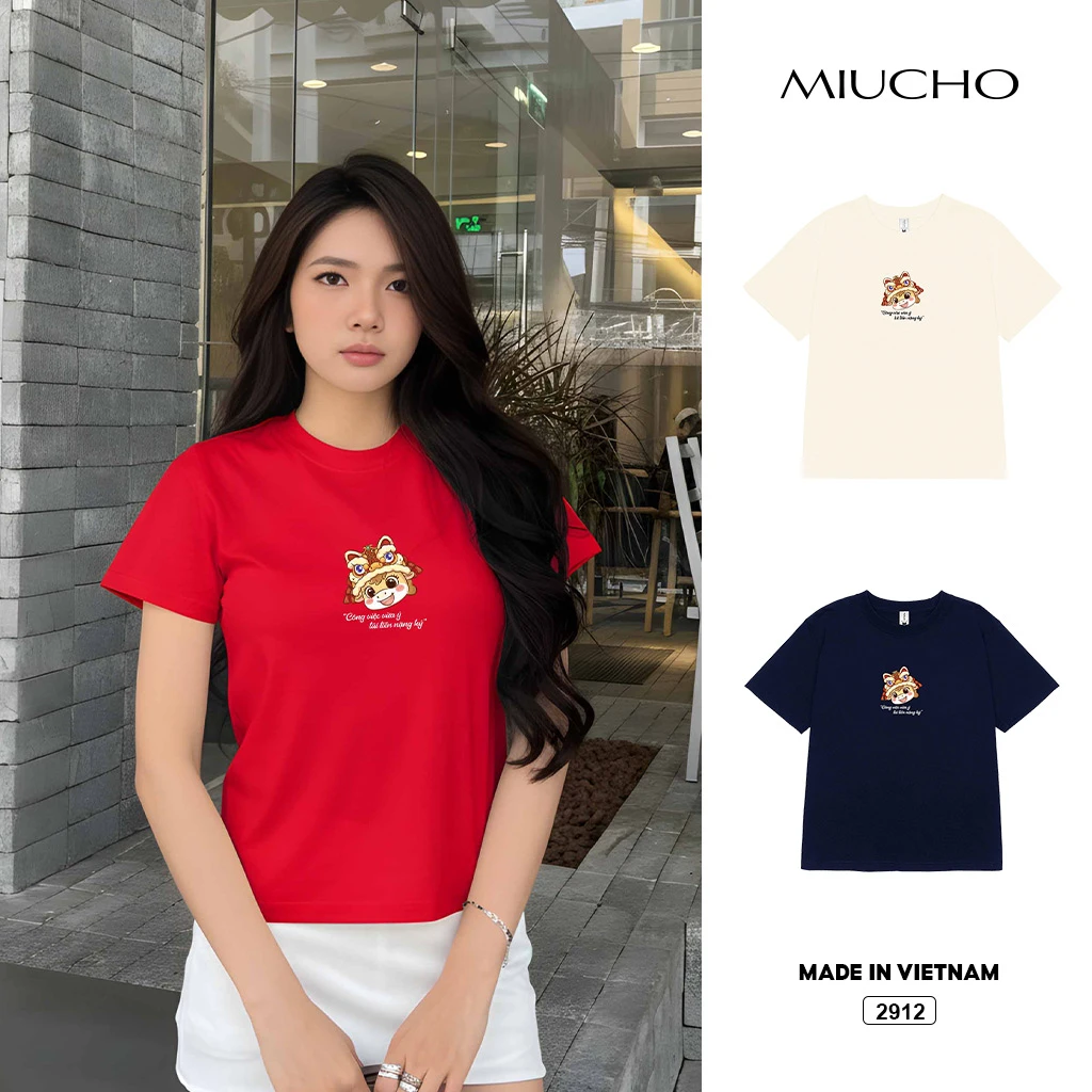Áo thun baby tee nữ Tết Miucho vải cotton thoáng mát co giãn chuẩn form tôn dáng in mix 2912