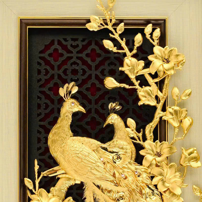 Tranh chim công phú quý vạn niên mạ vàng 24k _thumbnail_1