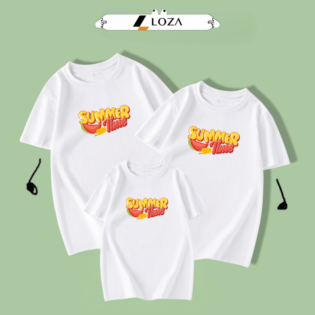 Áo phông gia đình màu trắng chất liệu cotton - Áo thun đồng phục gia đình 3-4-5 người - Loza mã G0312_thumbnail_3
