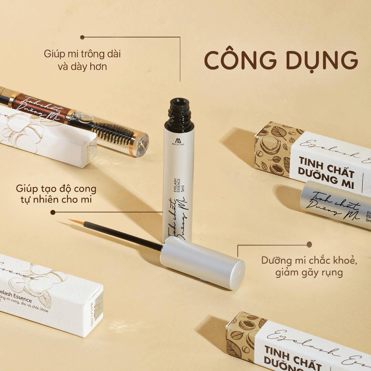 Tinh chất dưỡng mi dài cong chỉ sau 2 TUẦN 5ml/10ml MACALAND từ Đậu Xanh, Dầu Mắc Ca, Cỏ Ba Lá Đỏ_thumbnail_5