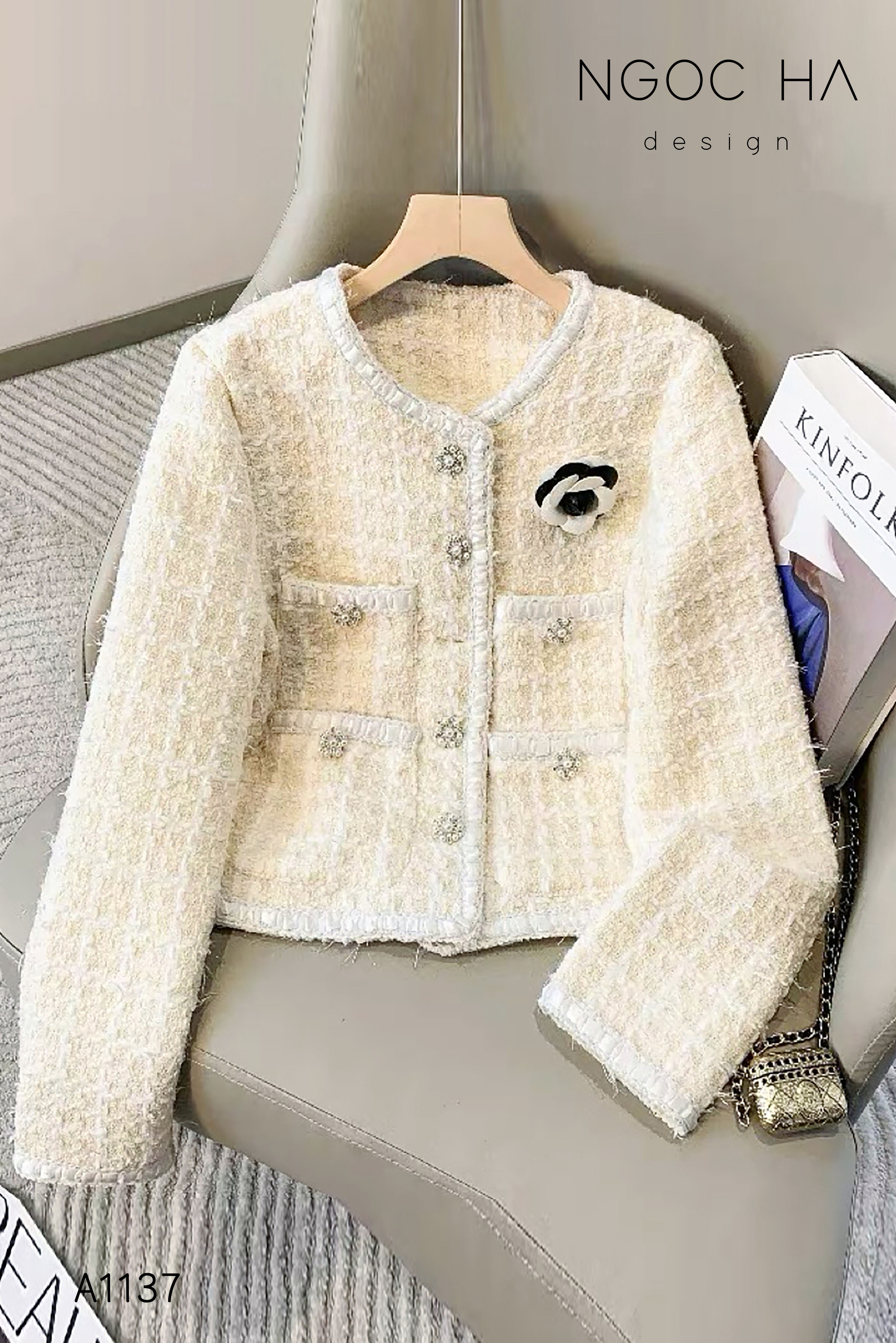 Anisa Top_ Áo Tweed 4 Túi Màu Kem A1137_thumbnail_3