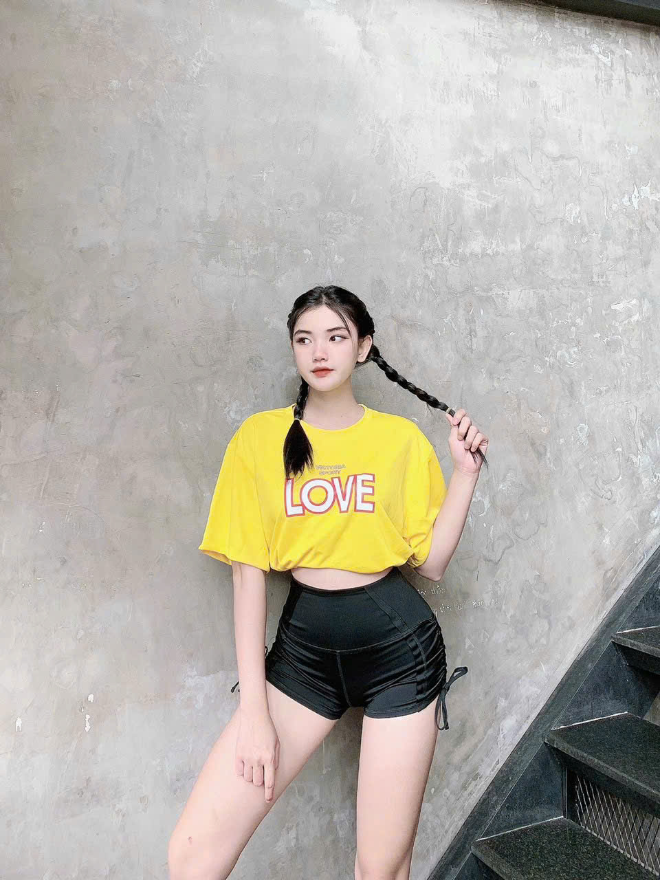Áo Tank Thể Thao Love Dáng Croptop Dây Rút_thumbnail_5